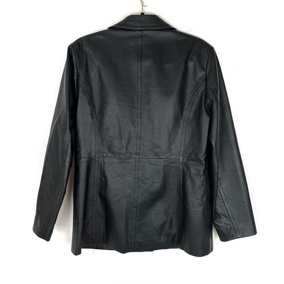 Vintage 90s Worthington Women’s Leather Jacket Blazer Career Classic Black Sz M - Picture 3 of 10